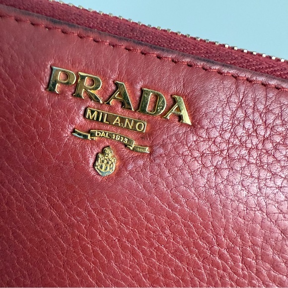 AUTHENTIC Prada Red Leather Zip Around Wallet - Picture 8 of 9